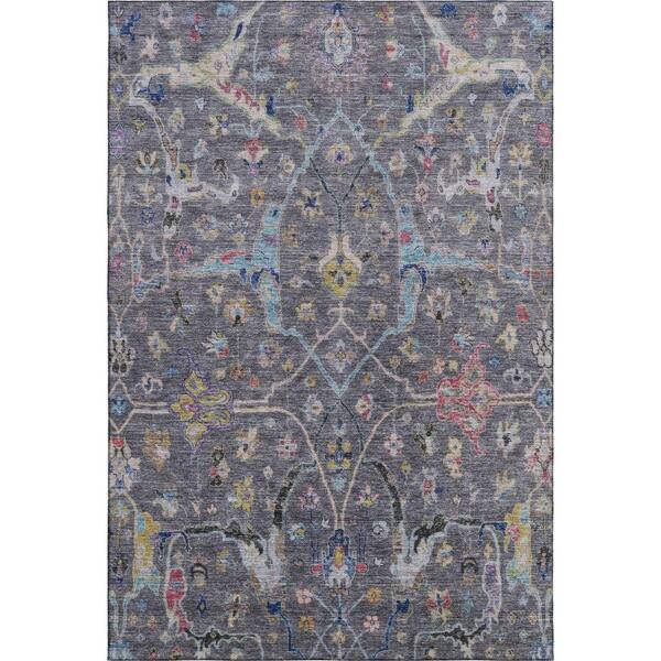 Mayfield Premium Machine Washable Abstract AMF2232 Gray 5 ft. x 7 ft. 6 in. Area Rug