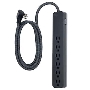 6-Outlet Surge Protector with 6 ft. Braided Extension Cord, Black
