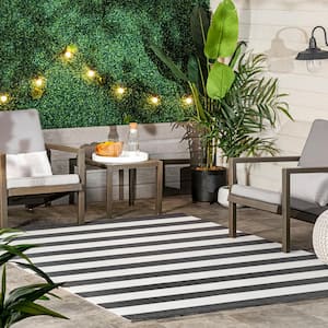 Christa Striped Black 5 ft. x 8 ft. Indoor/Outdoor Area Rug