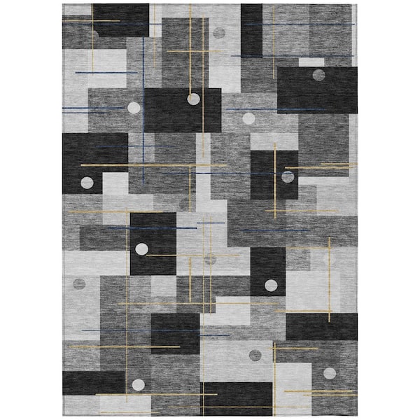 Chantille Machine Washable Indoor/Outdoor Abstract ACN2716 Black 5 ft. x 7 ft. 6 in. Area Rug