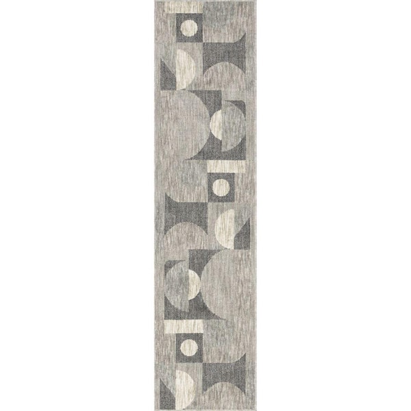 StyleWell Beckett Light Gray 2 ft. x 8 ft. Modern Geometric Area Rug