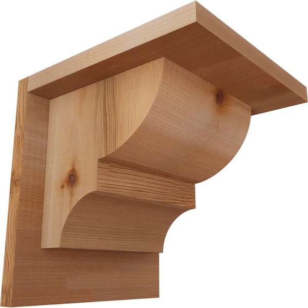 Ekena Millwork 7-1/2 in. x 8 in. x 8 in. Western Red Cedar Ridgewood Smooth Corbel with Backplate