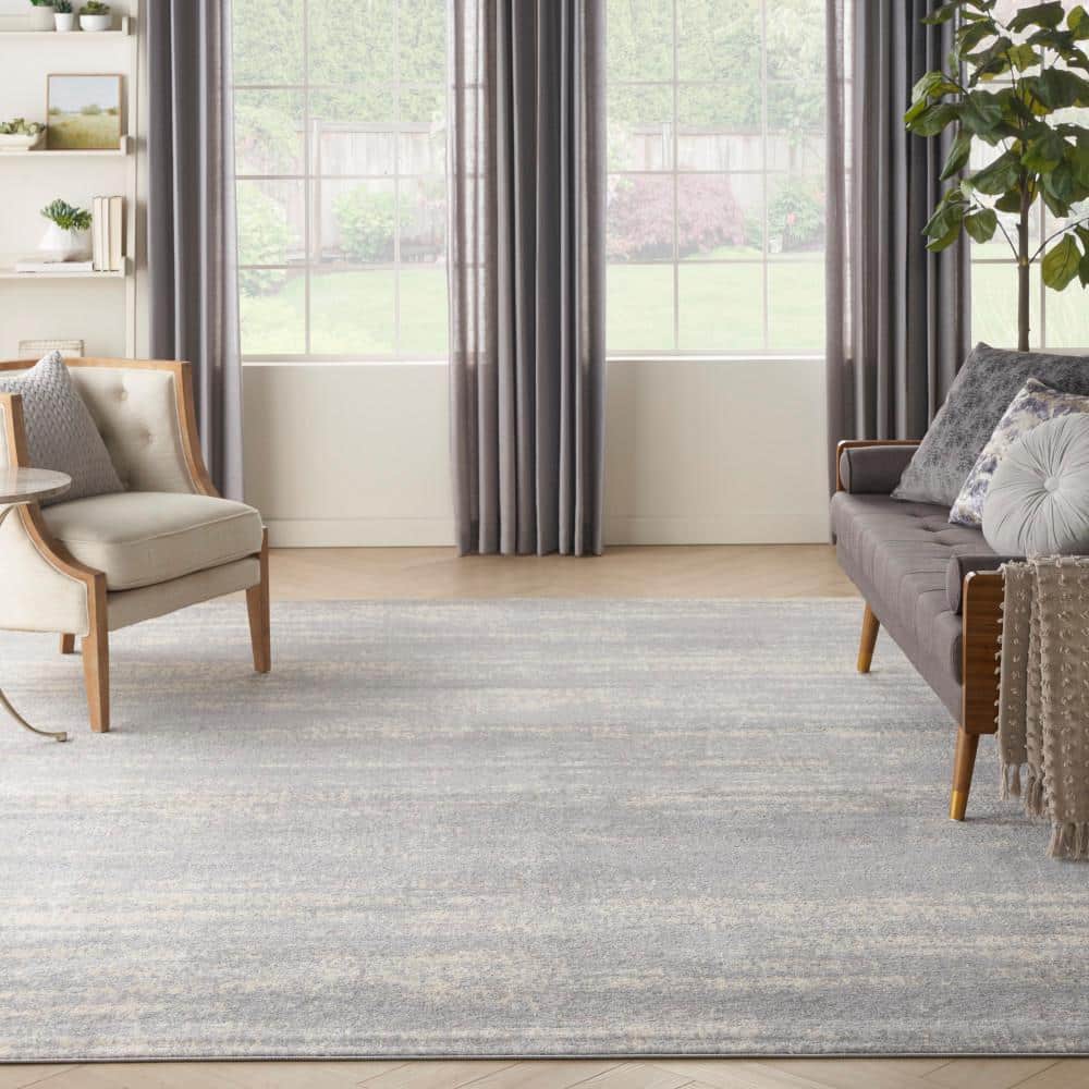 Nourison Essentials Grey Beige Abstract Outdoor Rug 10' x 14'