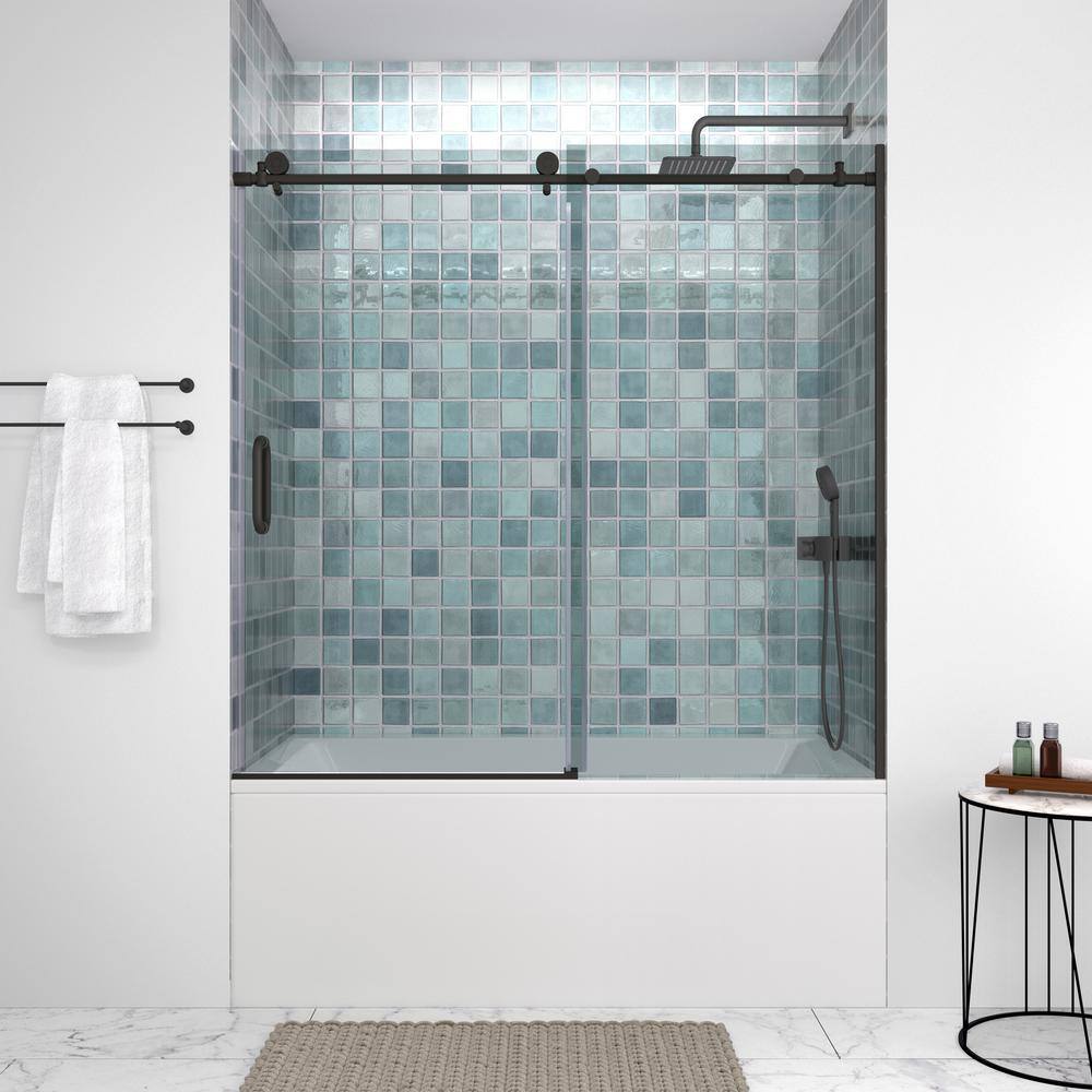 Streamline Elwell 60 in. W x 58 in. H Sliding Bathtub Door, CrystalTech ...