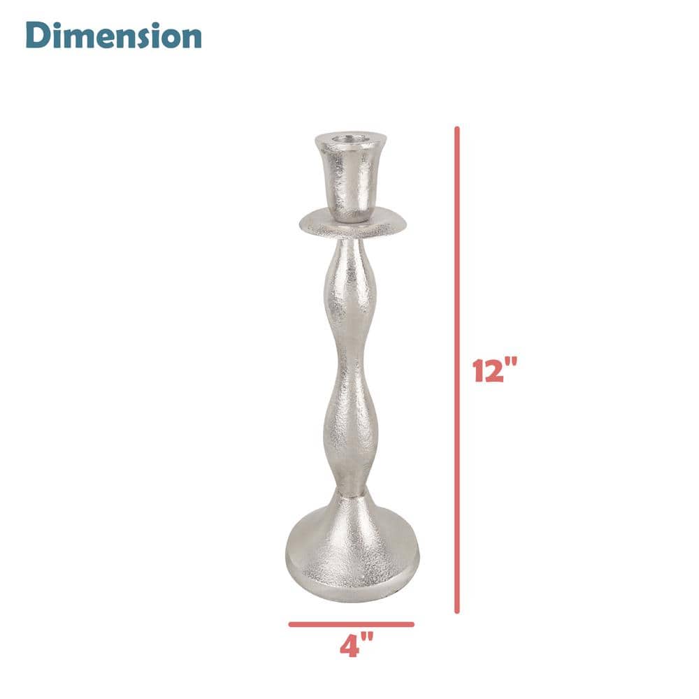 Nickel Aluminum Tabletop Candlestick Set of 2