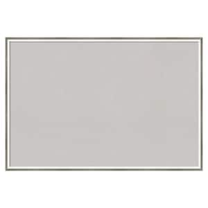 Lucie Silver White Wood Framed Grey Corkboard 37 in. x 25 in. Bulletin Board Memo Board