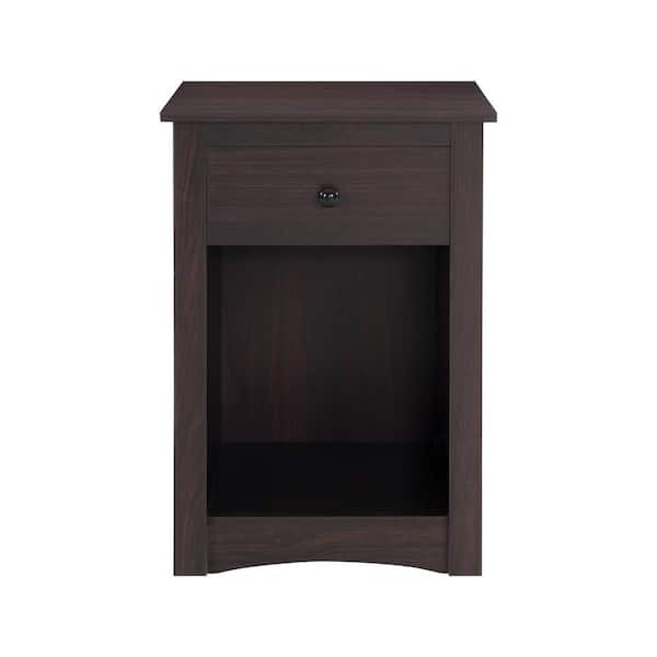 HOMESTOCK Coffee Brown Nightstand with 1-Drawer - 15.74 in W, A Perfect Fit for Any Room