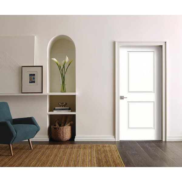JELD-WEN 30 in. x 78 in. 2-Panel Hollow Core White Carrara Primed Smooth Molded Single Slab Interior Door