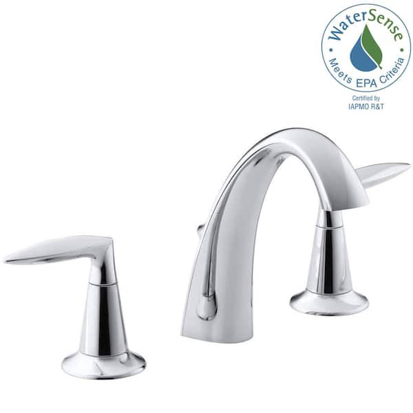 KOHLER Alteo 8 in. Widespread 2-Handle Mid-Arc Water-Saving Bathroom Faucet in Polished Chrome