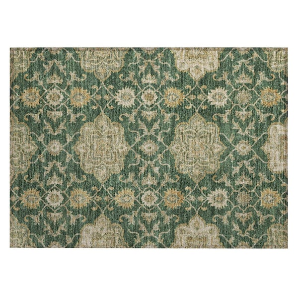 Chantille Machine Washable Indoor/Outdoor Abstract ACN3077 Emerald 2 ft. x 3 ft. Accent Rug