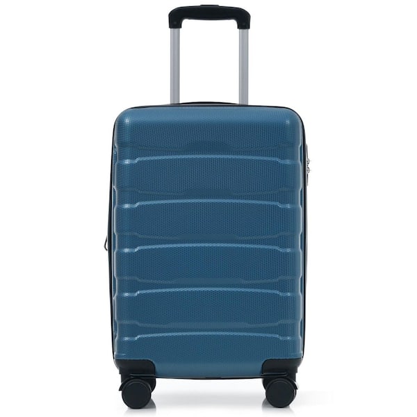 Merax 22.8 in. Blue ABS Hardside Luggage Double Spinner Expandable