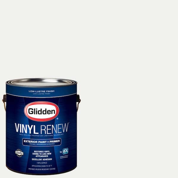 Glidden Vinyl Renew 1 gal. #HDGY56 White On White Low-Lustre Exterior Paint with Primer