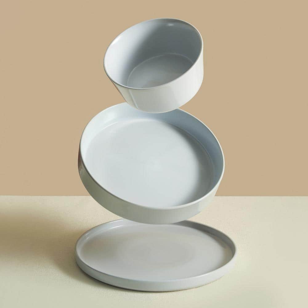 Celina 12-Piece Dinnerware Set Stoneware, Service for 4, White