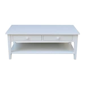Spencer 48 in. White Rectangle Solid Wood Coffee Table