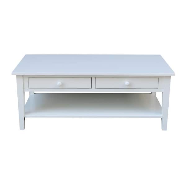 International Concepts Spencer 48 in. White Rectangle Solid Wood Coffee Table