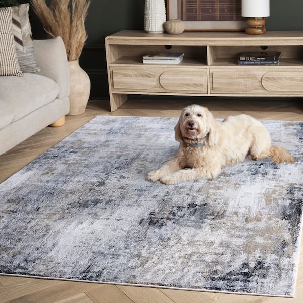 SAFAVIEH Slate 8 ft. x 10 ft. Gray/Brown Ivory Distressed Abstract