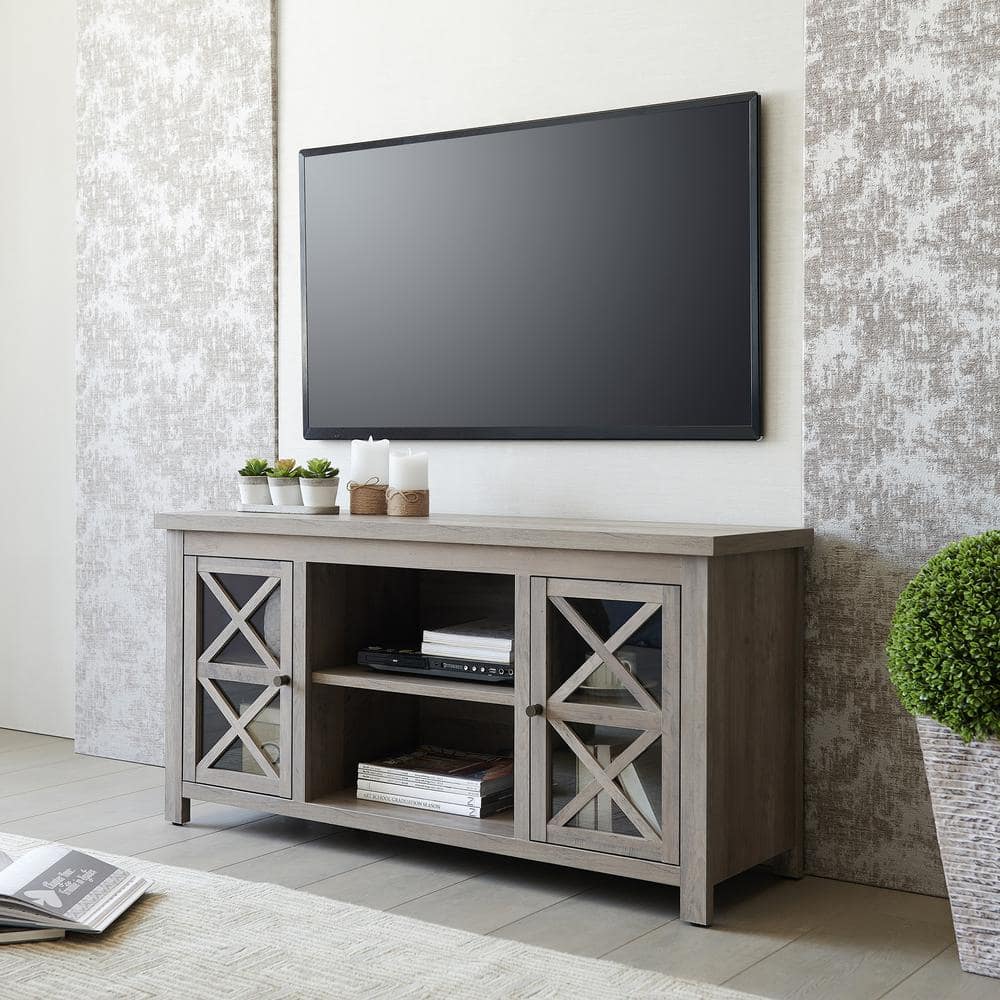 Modern Farmhouse 47'' Gray Oak TV Stand with Fireplace Cabinet