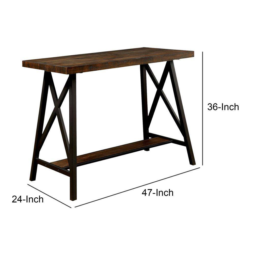 Industrial Black and Brown Wood Counter Height Table