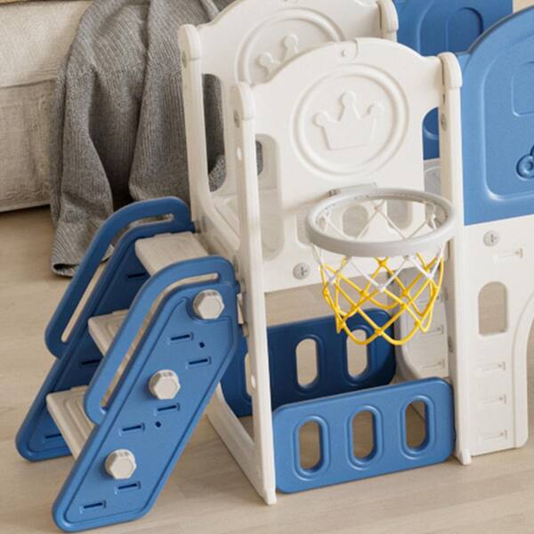 Unbranded - Multicolor 11 in 1 Baby Slide Outdoor Indoor Playground with Basketball Hoop and Extra Long Aisle, Strong Swing