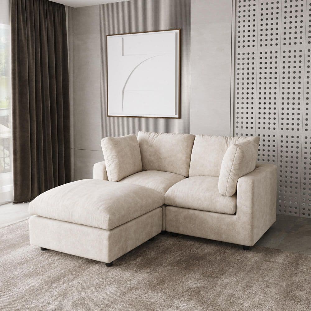 J&E Home 67 in. Square Arm Chenille 3-piece Modular Sectional Sofa