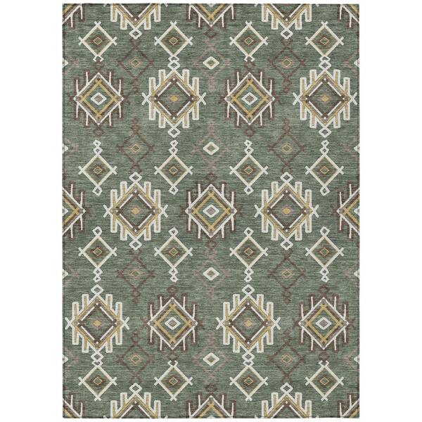 Chantille Machine Washable Indoor/Outdoor Abstract ACN3042 Basil 8 ft. x 10 ft. Area Rug