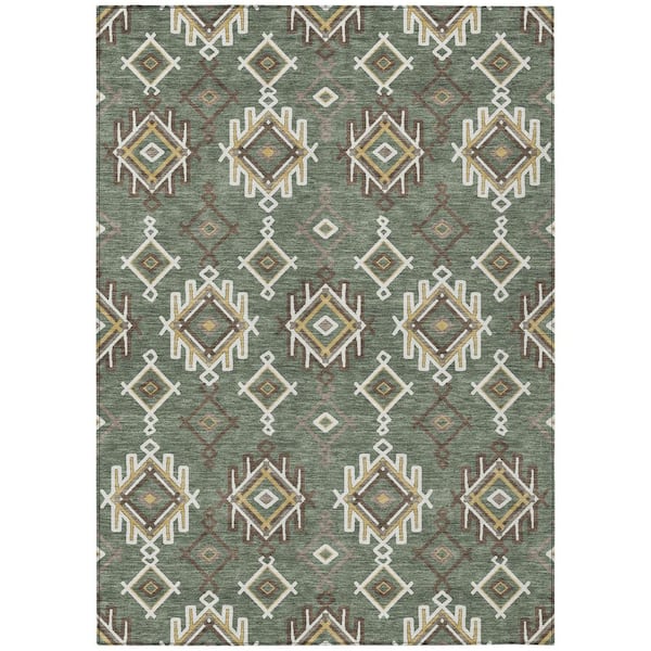 Chantille Machine Washable Indoor/Outdoor Abstract ACN3042 Basil 9 ft. x 12 ft. Area Rug