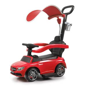 3 in 1 Kids Push Car Ride On Toy Car with Music and Horn, Red