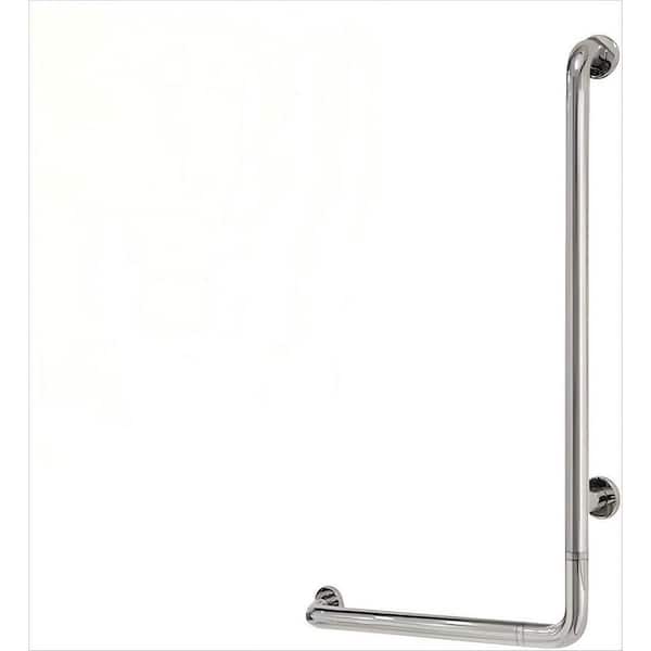 24 in. x 36 in. Wall Mount Stainless Steel L Shaped Bathroom Hand Rails, Shower Grab Bar for Bathroom and Bathtub