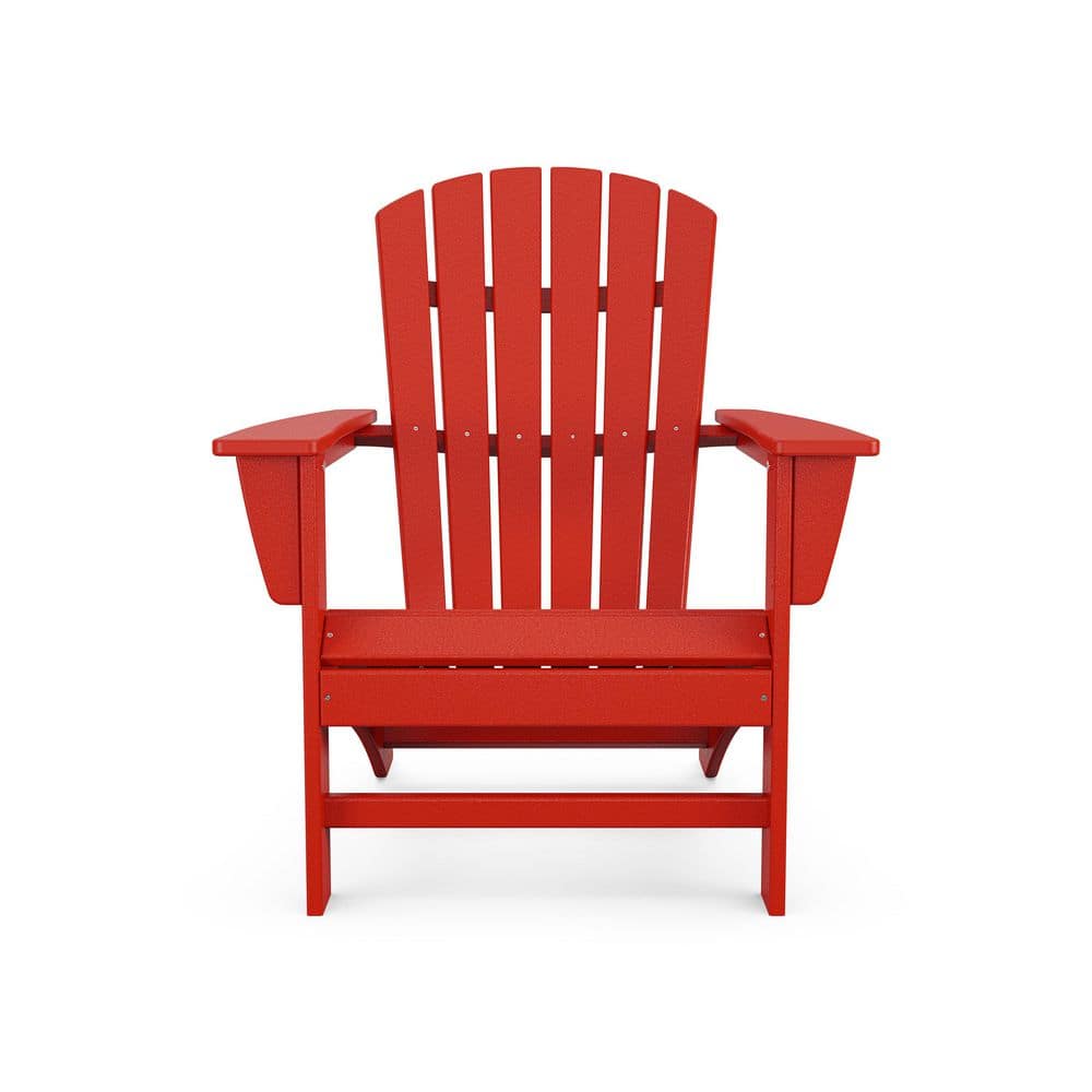 Sunset Red Polywood Adirondack Chair for Outdoor Relaxation