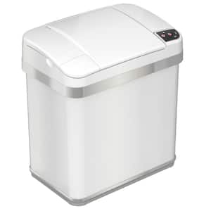 2.5 Gal. Pearl White Touchless Sensor Bathroom Trash Can with Odor Filter and Lemon Fragrance