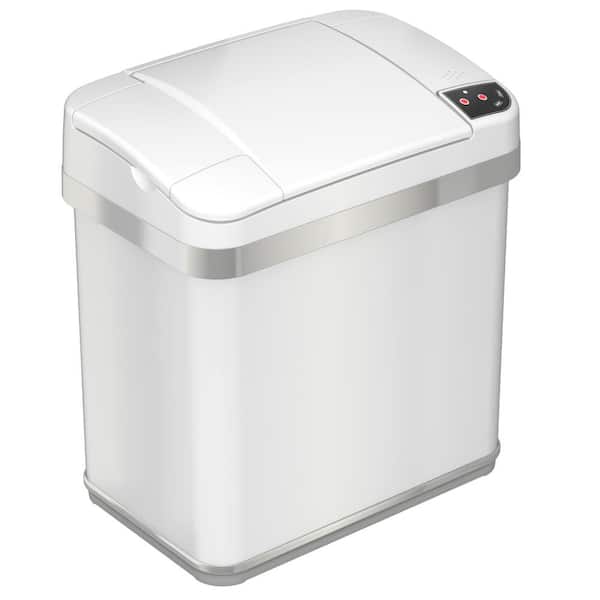 HALO 2.5 Gal. Pearl White Touchless Sensor Bathroom Trash Can with Odor Filter and Lemon Fragrance