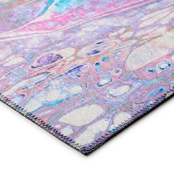 Karina Purple 2 ft. 3 in. x 7 ft. 6 in. Geometric Indoor/Outdoor Area Rug