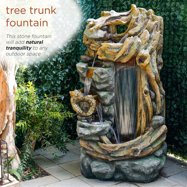Alpine Corporation 71 in. Tall Outdoor Tree Trunk Fountain