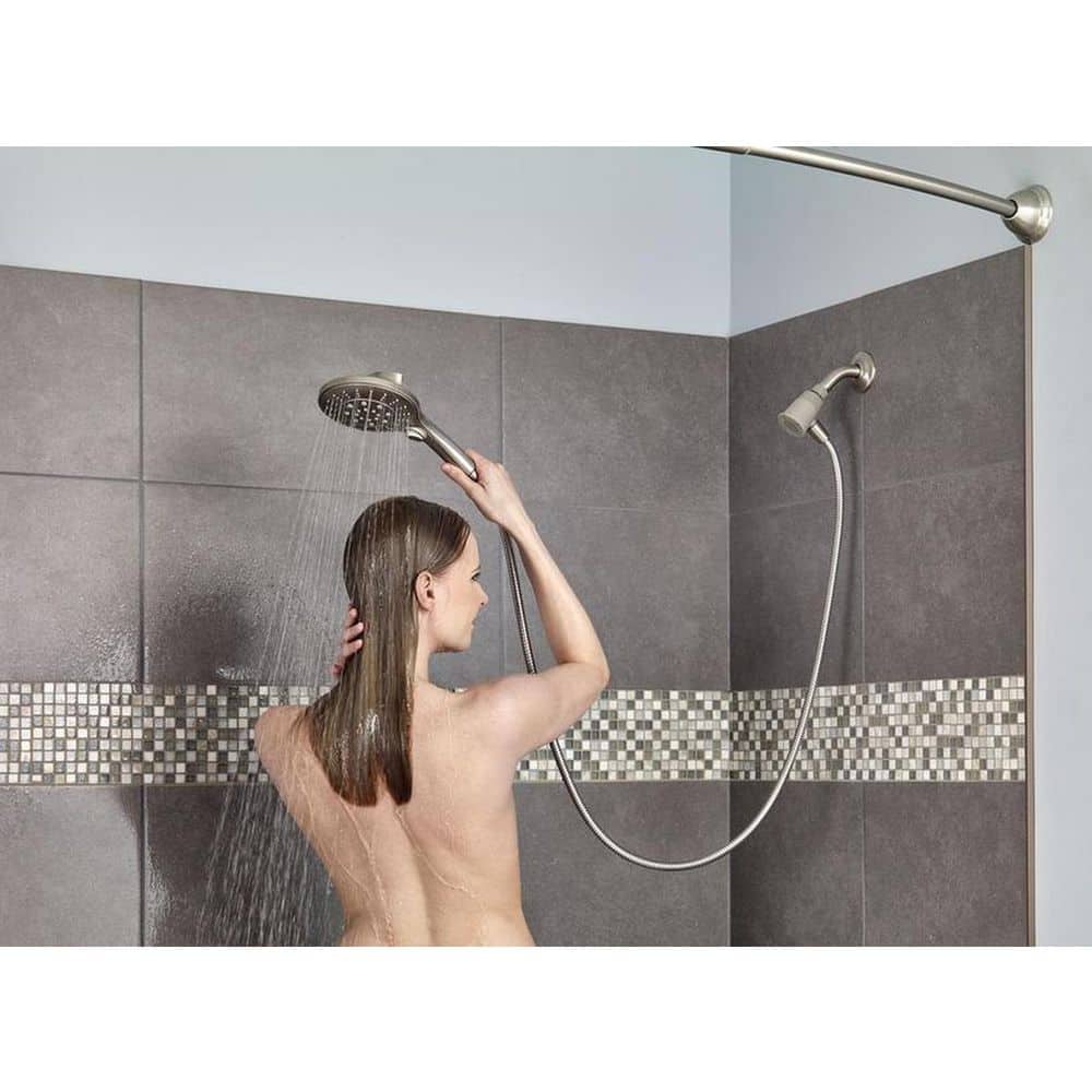 Brushed Nickel 6-Setting Handheld Rain Showerhead with Magnetic Dock
