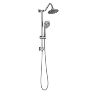 2-Spray 6 in. Wall Mount Fixed and Handheld Shower Head, 6-Functions Hand Shower 2.5 GPM in Brushed Nickel
