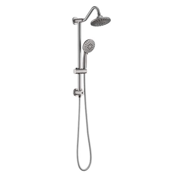 Fapully 2-Spray 6 in. Wall Mount Fixed and Handheld Shower Head, 6-Functions Hand Shower 2.5 GPM in Brushed Nickel