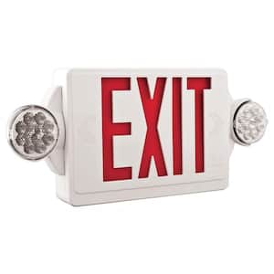 Contractor Select LHQM Series 120/277-Volt Integrated LED White and Red Exit Emergency Combo W/9.6V BTRY
