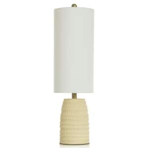 27.25 in. Yellow Pineapple Task and Reading Table Lamp for Living Room with White Cotton Shade Notched Table Lamp