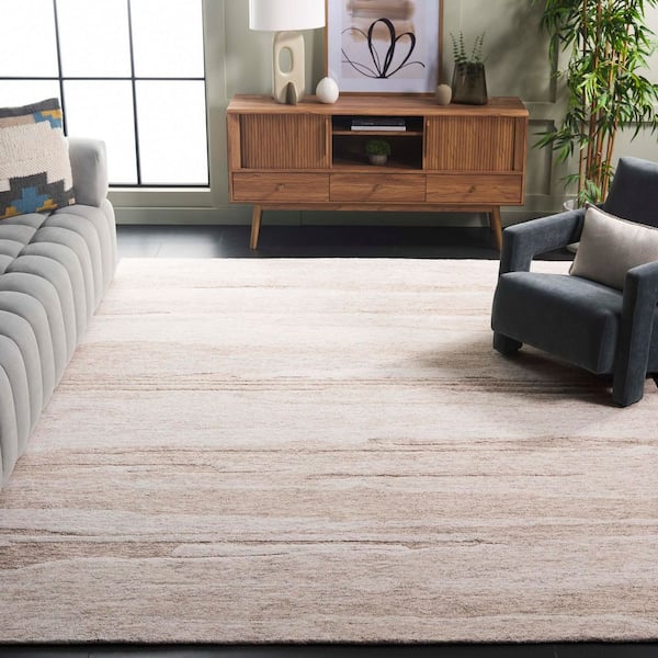 Ebony 6 ft. x 9 ft. Brown/Ivory Abstract Striped Area Rug