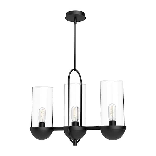 ALORA MOOD Cyrus 24 in. 3 Light 60-Watt Clear Glass/Matte Black Pendant Light