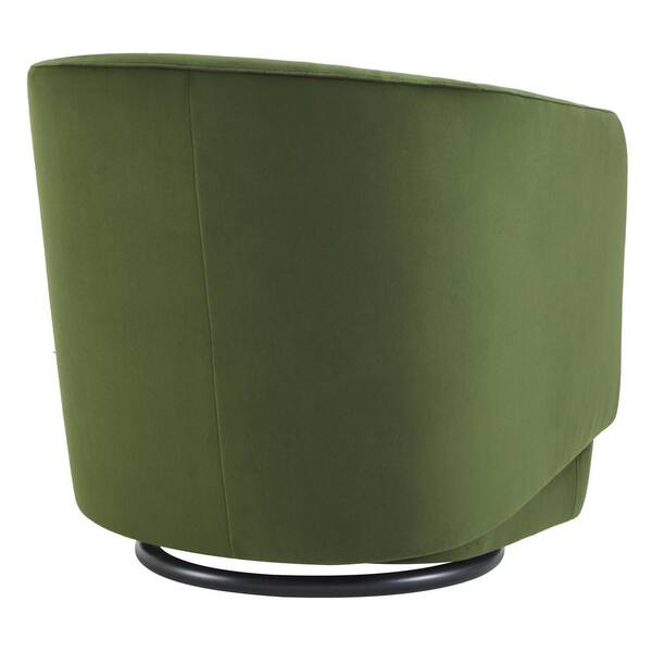 Olive Velvet Accent Chair With Covered Wooden Frame
