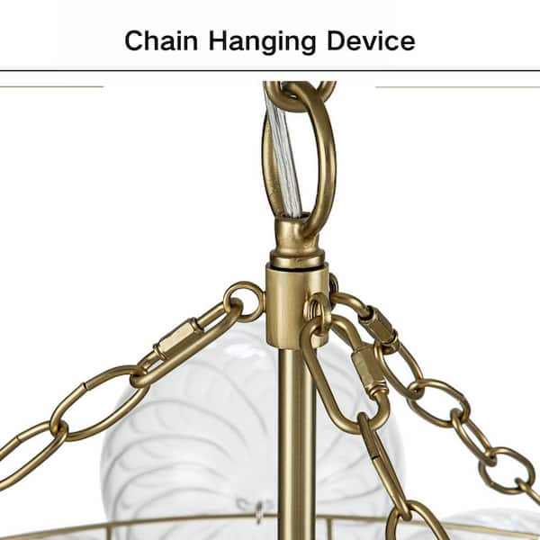 HUOKU Neuvy 8-Light 33 in. W Brass Chandelier with Swirled-Glass