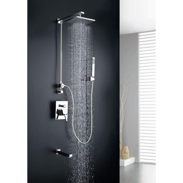 Byne 1-Handle 1-Spray Tub and Shower Faucet with Sprayer Wand in Polished Chrome (Valve Included)