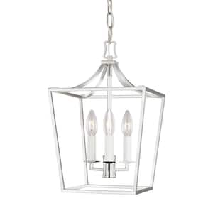 Southold 10 in. W x 15.75 in. H 3-Light Polished Nickel Indoor Dimmable Mini Lantern Chandelier with No Bulbs Included