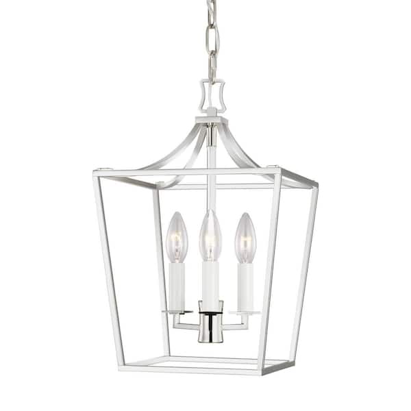 Generation Lighting Southold 10 in. W x 15.75 in. H 3-Light Polished Nickel Indoor Dimmable Mini Lantern Chandelier with No Bulbs Included