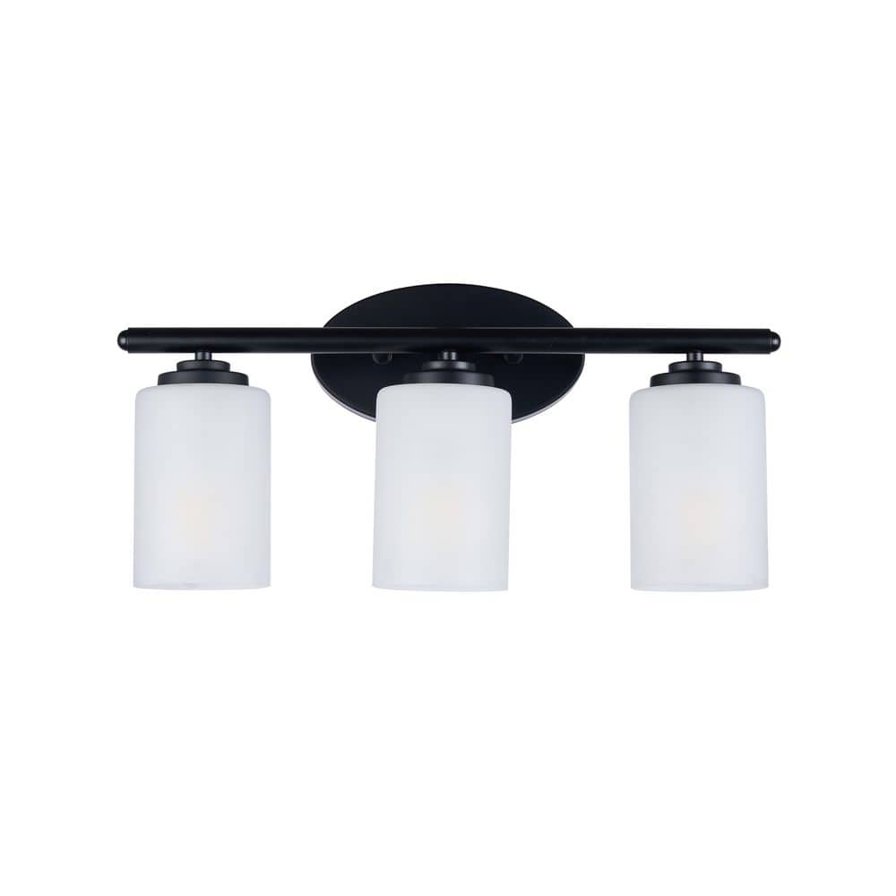 19.25 in. 3 Light Matt Black Modern Vanity Light Bar with Frosted Glass Shades price history on PriceWatchPro