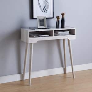Keller 36 in. Weathered White Standard Rectangle Console Table with Storage