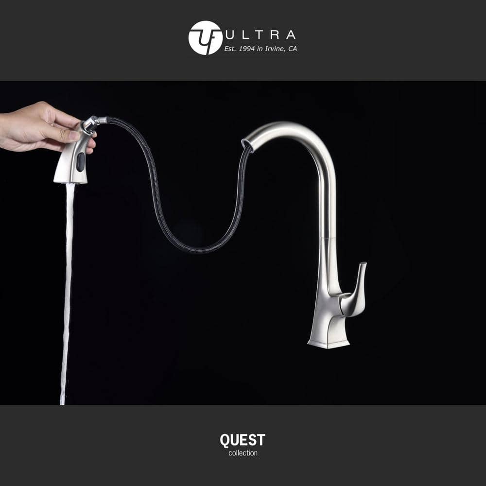 Brushed Nickel High-Arc Single Handle Kitchen Faucet with Pull-out Spray