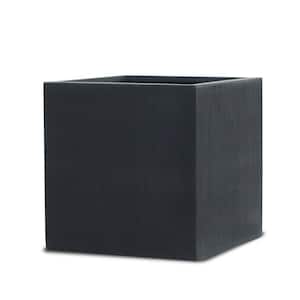 15.7 in. x 15.7 in. FiberStone Matte Black Vertical Line Cube Planter