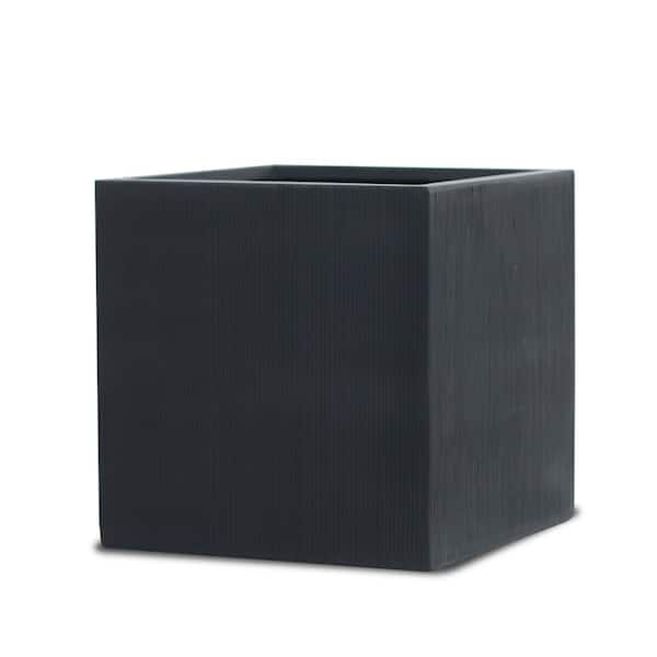 Vasesource 15.7 in. x 15.7 in. FiberStone Matte Black Vertical Line ...